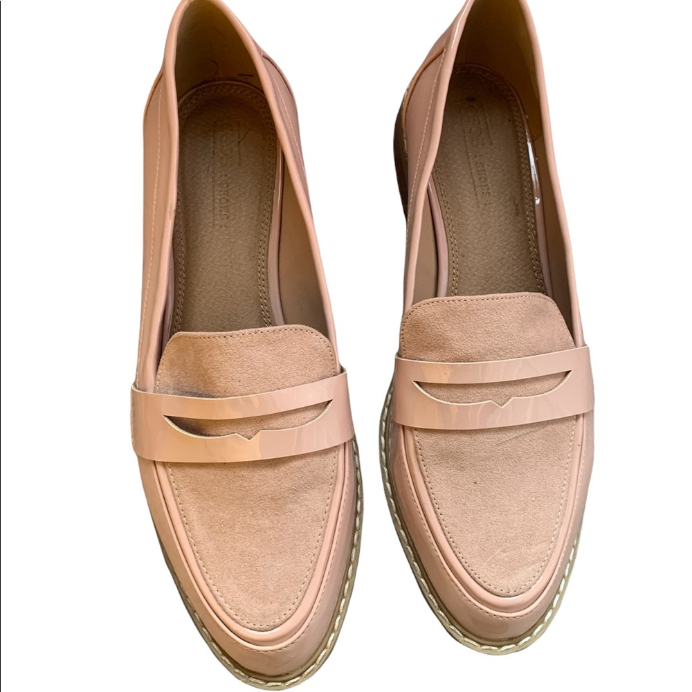 ASOS Women’s Pink Patent Leather Slip on Women Loafers Size 10